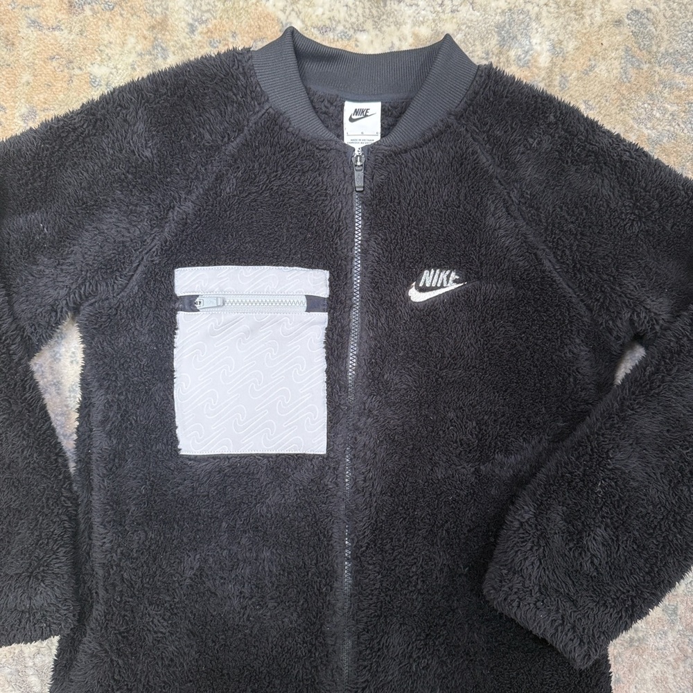 Nike Black Fleece Jacket with Silver and Gray Accent